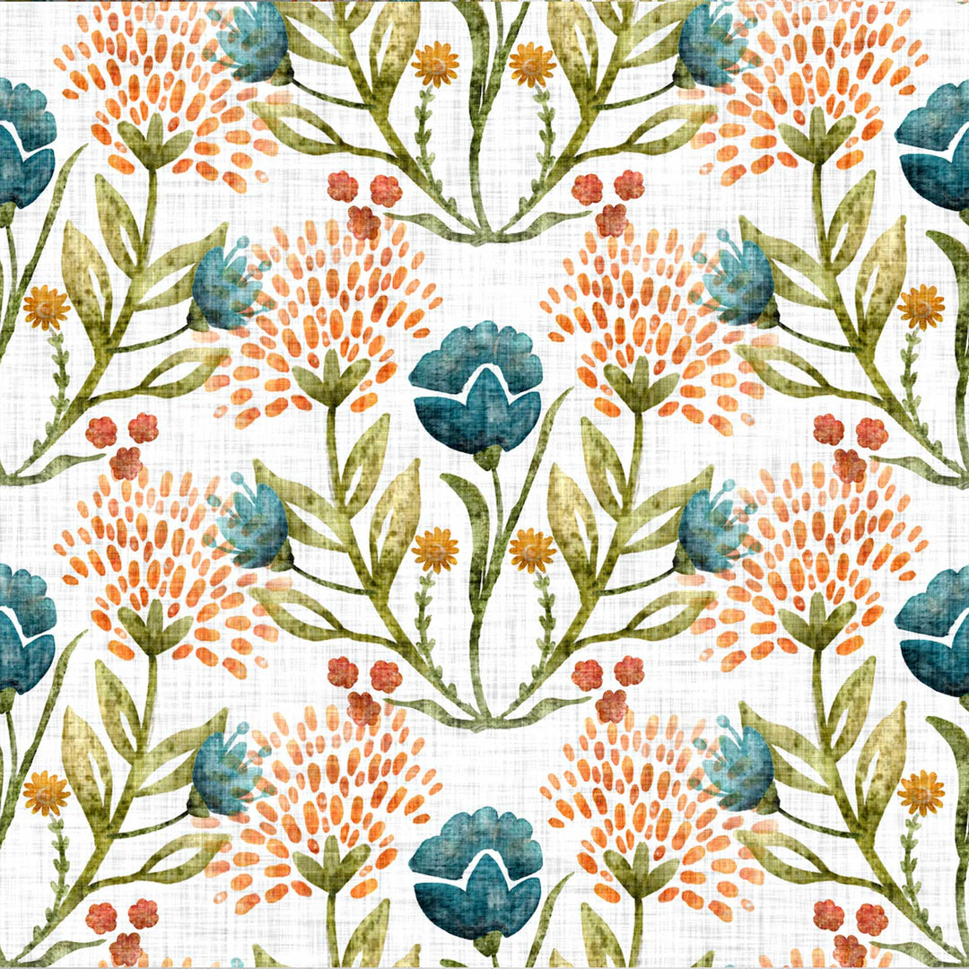 Linen Floral Designer Wallpaper