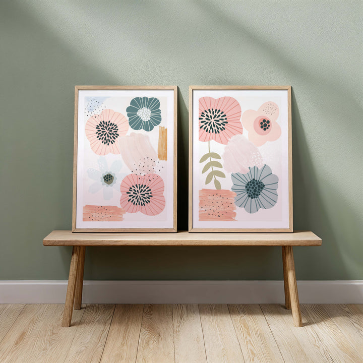 Set of 2 - Pastel Flowers no.1 & 2