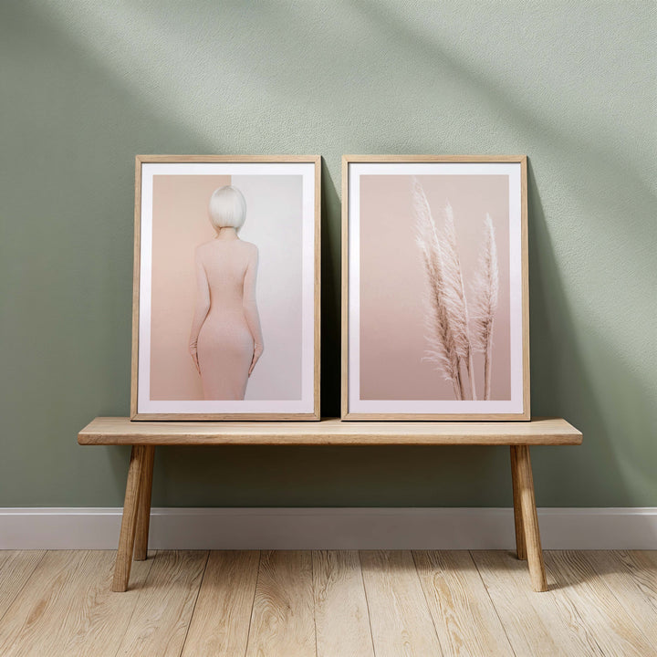 Set of 2 - Peach Curves & Pampas on Peach