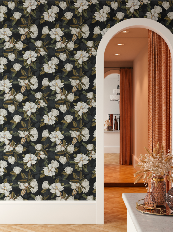 Magnolia (dark) Designer Wallpaper