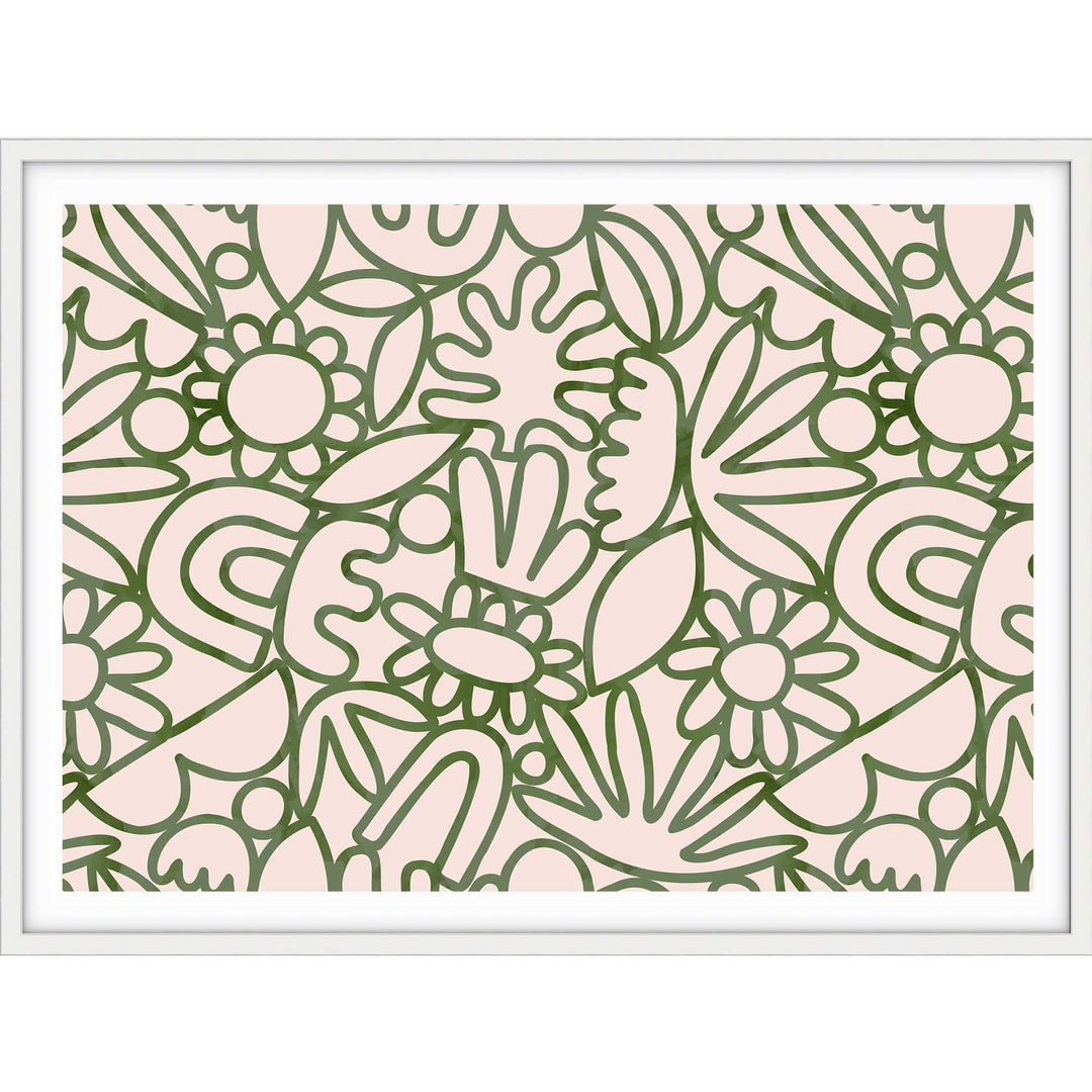 Green Watercolour Flowers