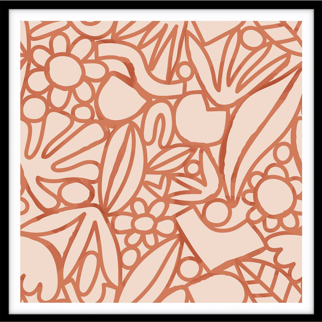 Orange Watercolour Flowers - SQUARE