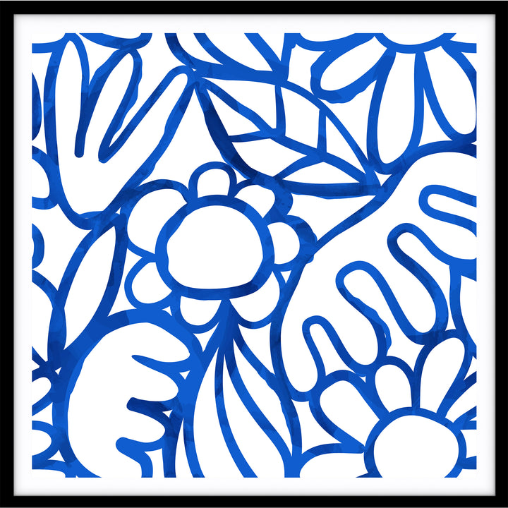 Blue Watercolour Flowers - SQUARE