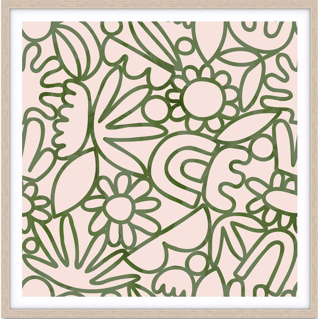 Green Watercolour Flowers - SQUARE