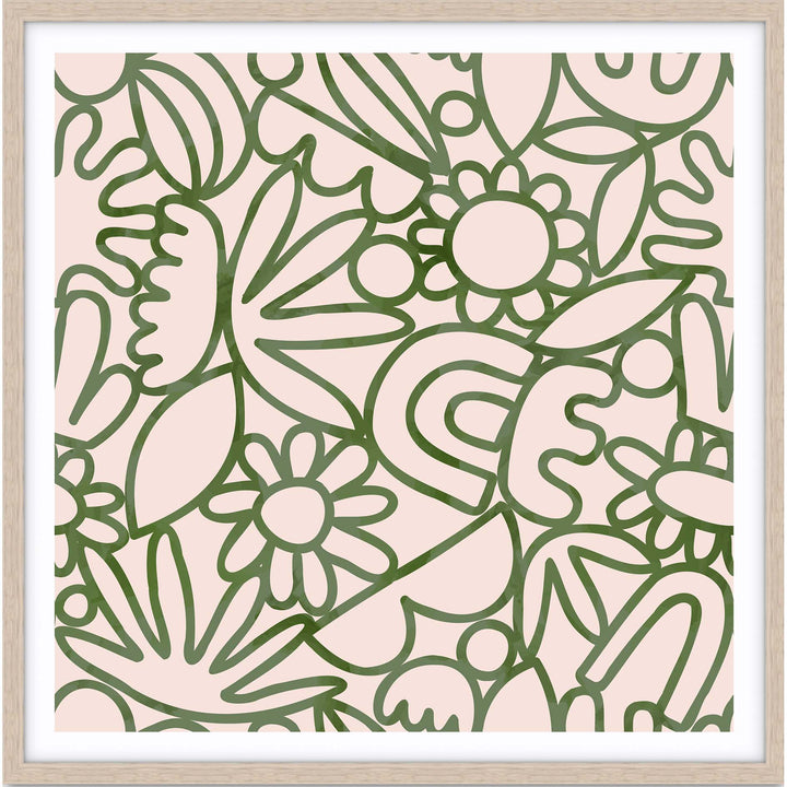 Green Watercolour Flowers - SQUARE
