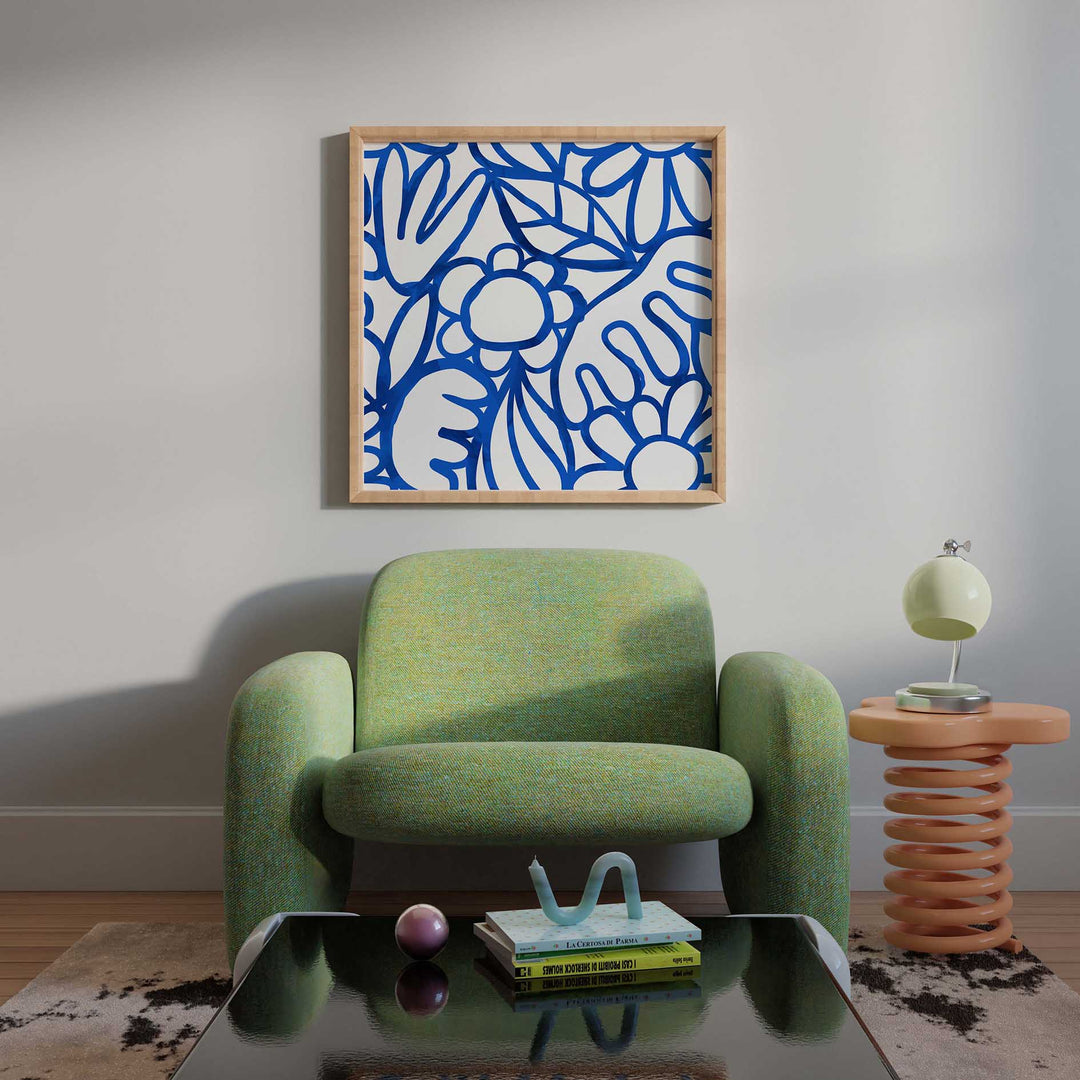 Blue Watercolour Flowers - SQUARE