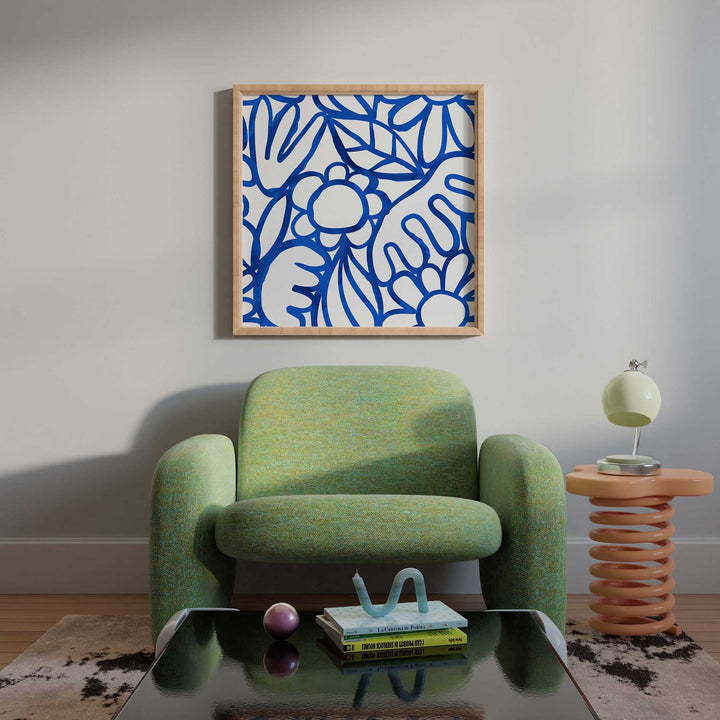 Blue Watercolour Flowers - SQUARE