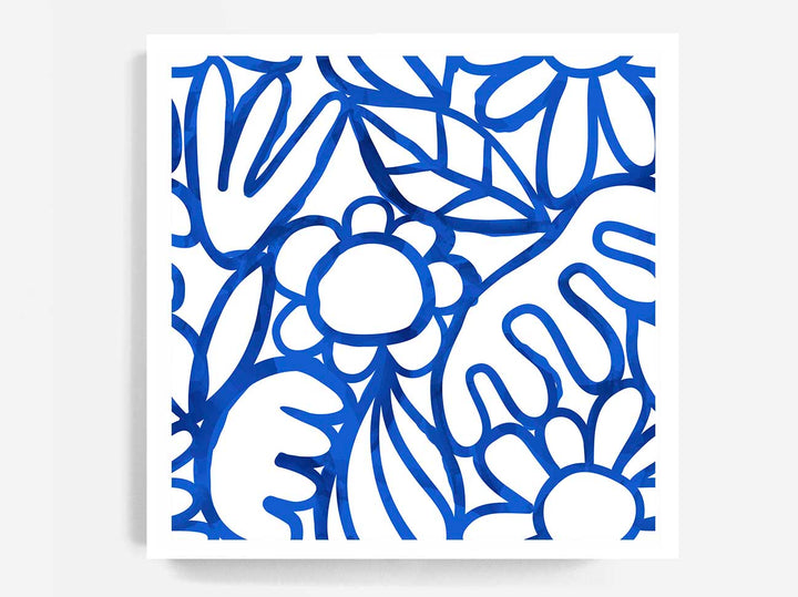 Blue Watercolour Flowers - SQUARE